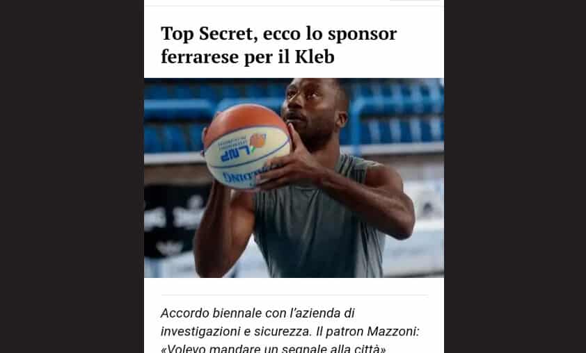 Top Secret diventa il nuovo Main Sponsor del KLEB Basket Ferrara