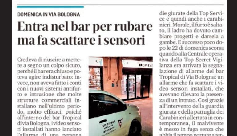 Tentativo di furto notturno in un locale di Via Bologna a Ferrara sventato